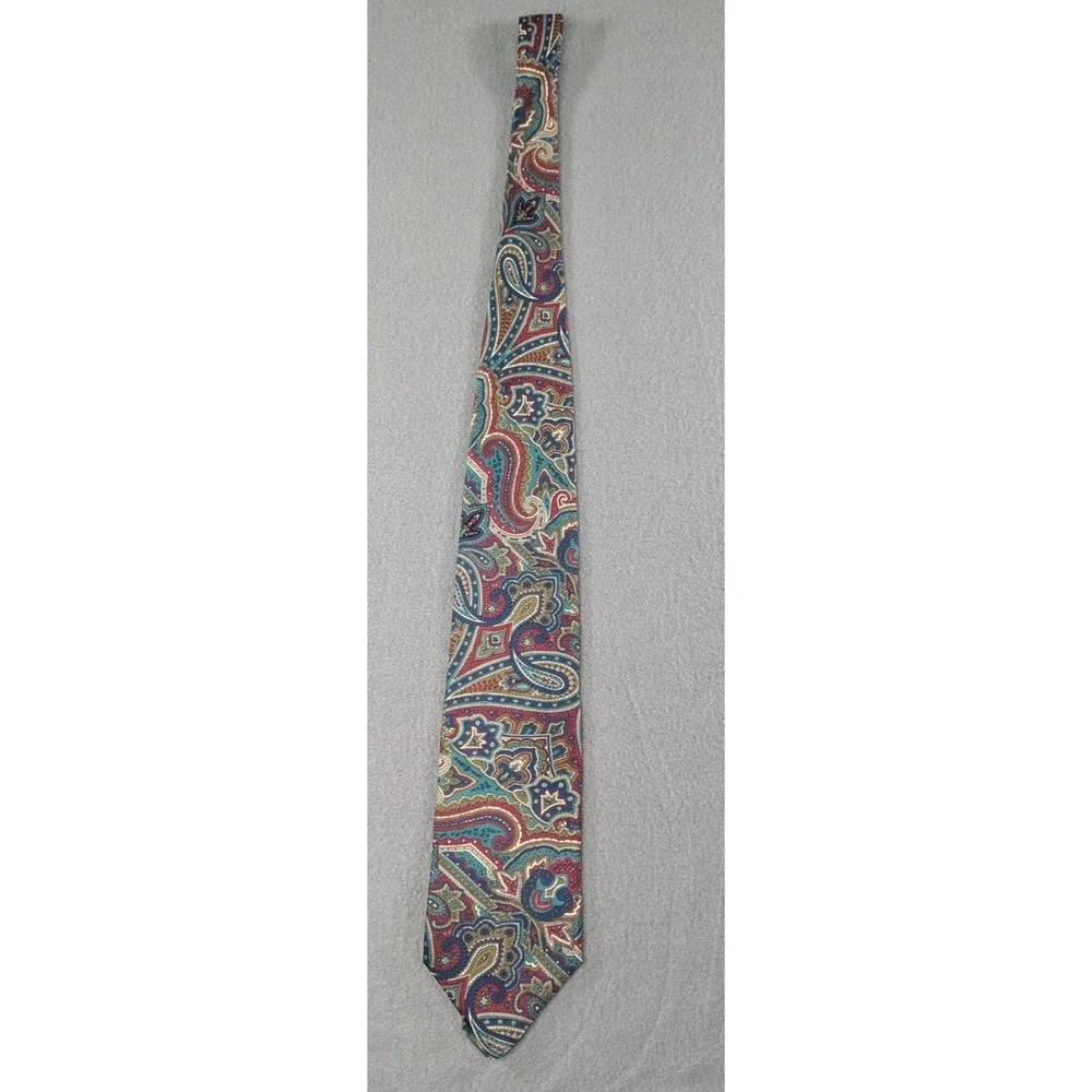 Unbranded Mens Vintage 90s Made in USA Paisley Silk Necktie OS Multicolor